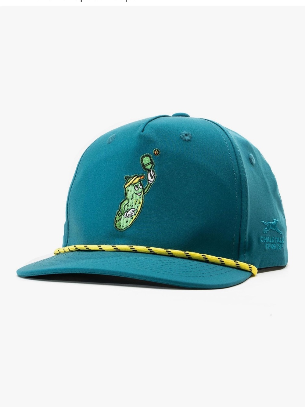 Teal 🥒 Pickle / Pickleball Embroidered Rope-Trim Snapback Hat Gender Neutral